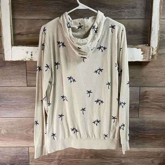 DENIM & FLOWER Men’s Pullover Long Sleeve Hoodie Shirt Size Medium Palm Trees - Picture 4 of 10